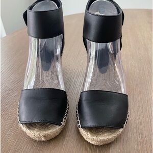 Vince Learher Espadrilles Black/Size 7